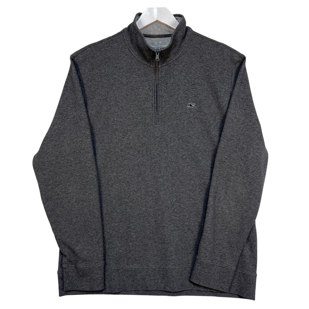 Vineyard Vines Performance Quarter Zip Pullover Mens XL Gray Logo Flaws